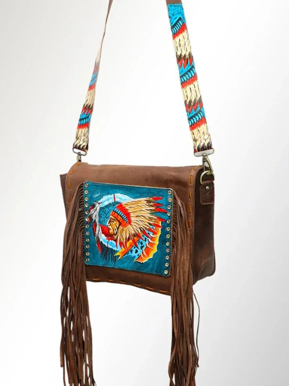 American Darling Boho Spirit War Spirit Headpiece Fringe Crossbody Bag